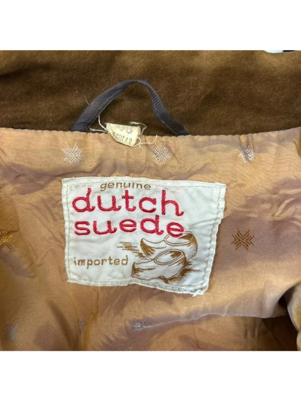Vintage Dutch Suede Jacket Blazer Men's Size 46 Brown Velvet Button-Front